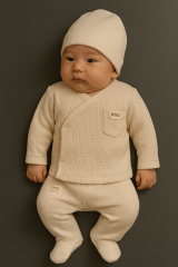 Waffle 3`lü Unisex Patikli Bebek Takım