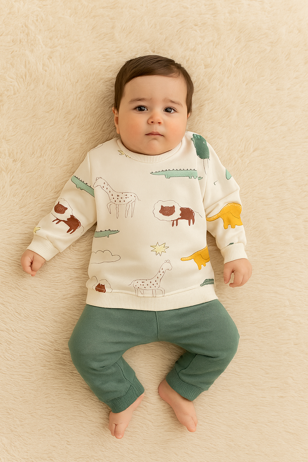 Erkek Bebek Animals  Desen Mevsimik Alt & Üst Takım